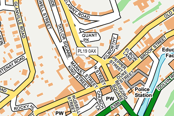 PL19 0AX map - OS OpenMap – Local (Ordnance Survey)