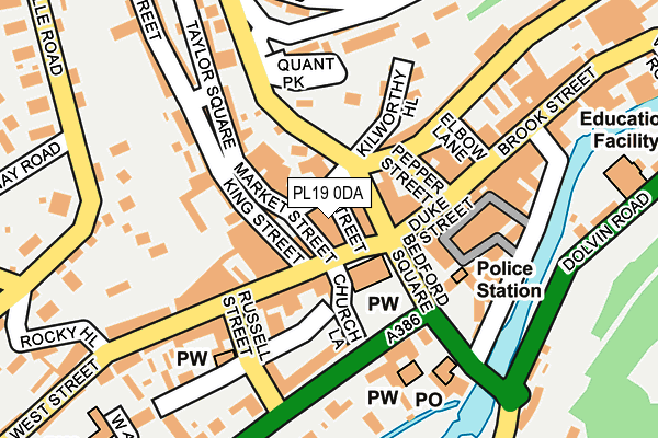 PL19 0DA map - OS OpenMap – Local (Ordnance Survey)