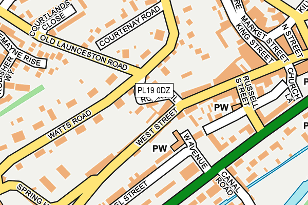 PL19 0DZ map - OS OpenMap – Local (Ordnance Survey)
