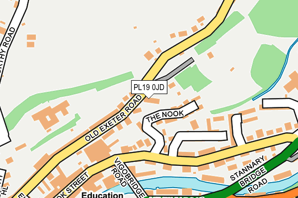 PL19 0JD map - OS OpenMap – Local (Ordnance Survey)
