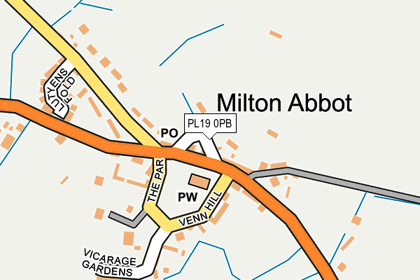 PL19 0PB map - OS OpenMap – Local (Ordnance Survey)