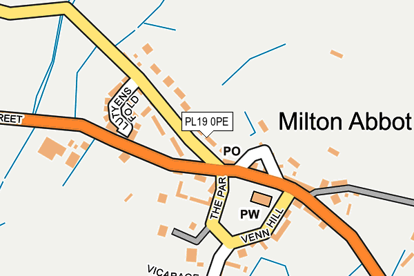 PL19 0PE map - OS OpenMap – Local (Ordnance Survey)