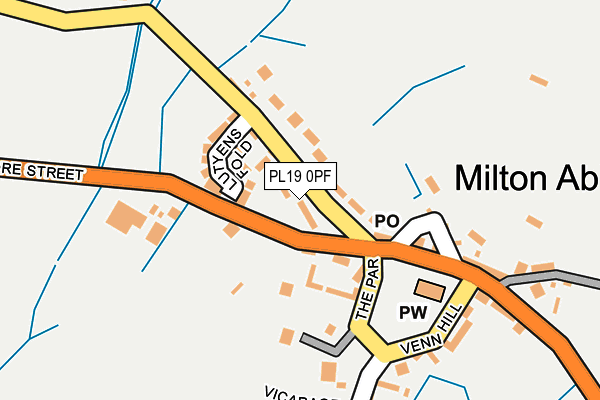 PL19 0PF map - OS OpenMap – Local (Ordnance Survey)