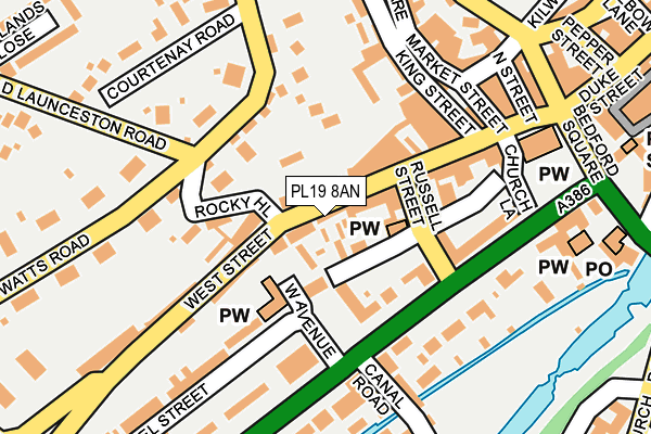 PL19 8AN map - OS OpenMap – Local (Ordnance Survey)