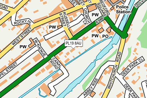 PL19 8AU map - OS OpenMap – Local (Ordnance Survey)