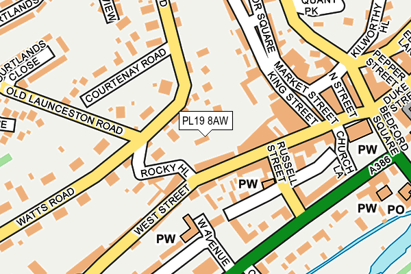 PL19 8AW map - OS OpenMap – Local (Ordnance Survey)