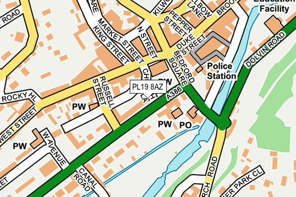 PL19 8AZ map - OS OpenMap – Local (Ordnance Survey)