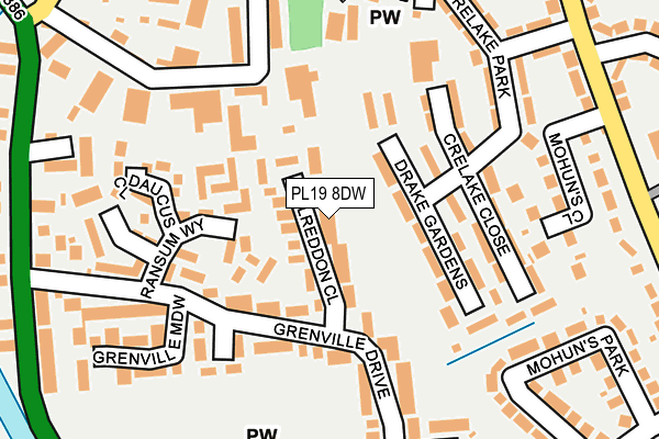 PL19 8DW map - OS OpenMap – Local (Ordnance Survey)