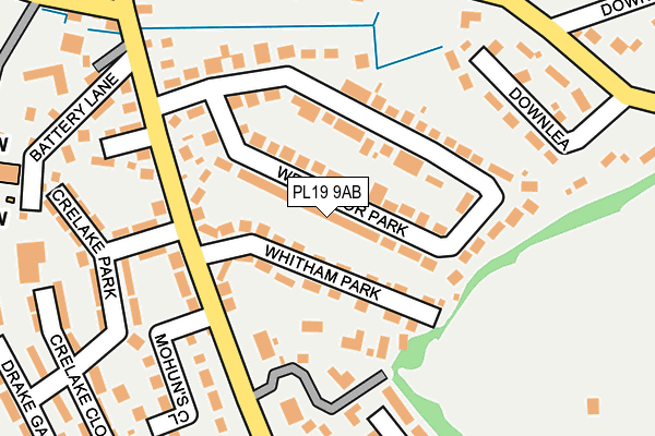 PL19 9AB map - OS OpenMap – Local (Ordnance Survey)