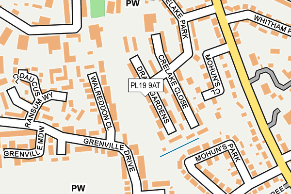 PL19 9AT map - OS OpenMap – Local (Ordnance Survey)