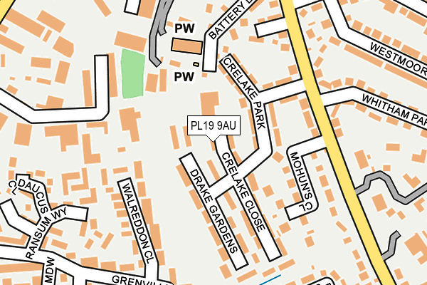 PL19 9AU map - OS OpenMap – Local (Ordnance Survey)