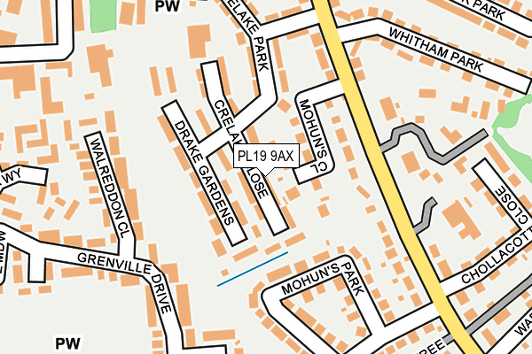 PL19 9AX map - OS OpenMap – Local (Ordnance Survey)