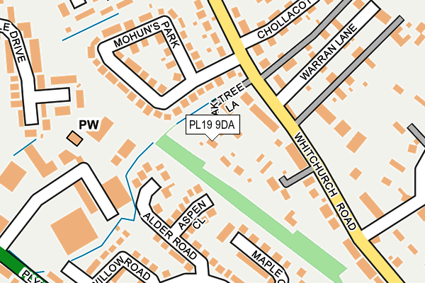 PL19 9DA map - OS OpenMap – Local (Ordnance Survey)