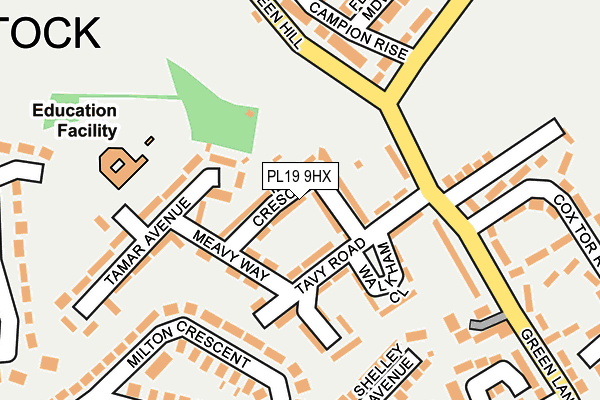PL19 9HX map - OS OpenMap – Local (Ordnance Survey)