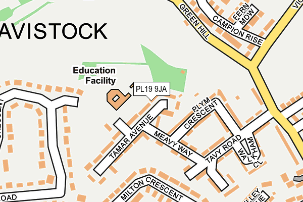 PL19 9JA map - OS OpenMap – Local (Ordnance Survey)