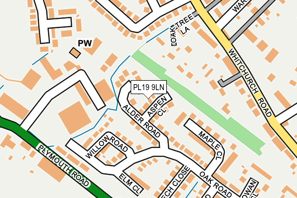 PL19 9LN map - OS OpenMap – Local (Ordnance Survey)