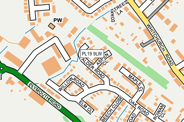 PL19 9LW map - OS OpenMap – Local (Ordnance Survey)