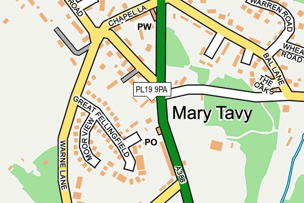 PL19 9PA map - OS OpenMap – Local (Ordnance Survey)