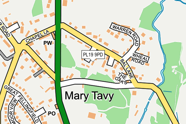 PL19 9PD map - OS OpenMap – Local (Ordnance Survey)