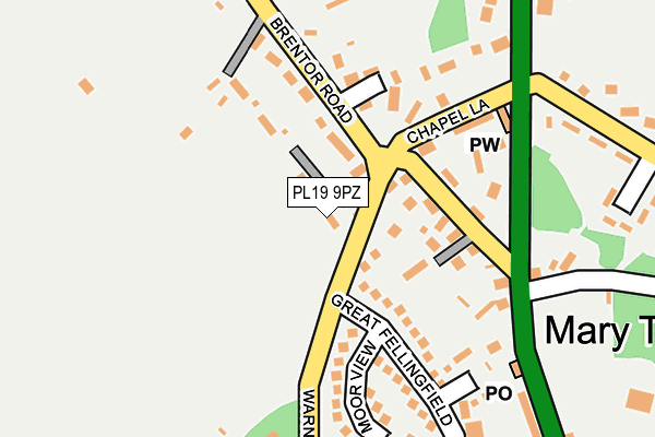 PL19 9PZ map - OS OpenMap – Local (Ordnance Survey)