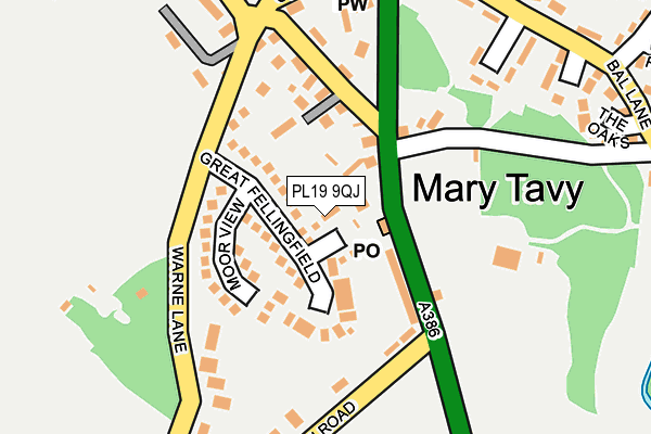 PL19 9QJ map - OS OpenMap – Local (Ordnance Survey)