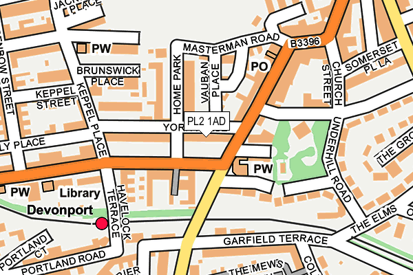 PL2 1AD map - OS OpenMap – Local (Ordnance Survey)