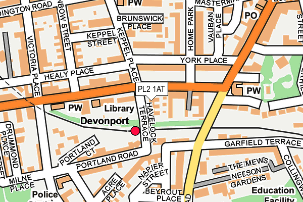 PL2 1AT map - OS OpenMap – Local (Ordnance Survey)