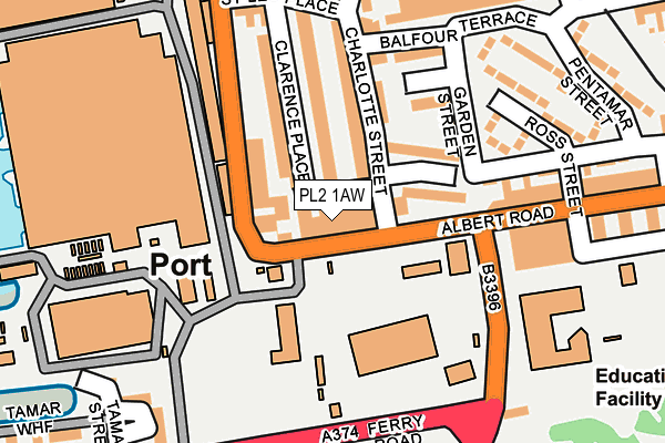 PL2 1AW map - OS OpenMap – Local (Ordnance Survey)