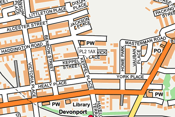 PL2 1AX map - OS OpenMap – Local (Ordnance Survey)