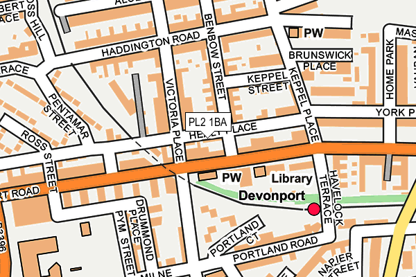 PL2 1BA map - OS OpenMap – Local (Ordnance Survey)