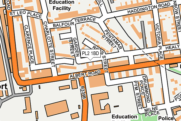 PL2 1BD map - OS OpenMap – Local (Ordnance Survey)