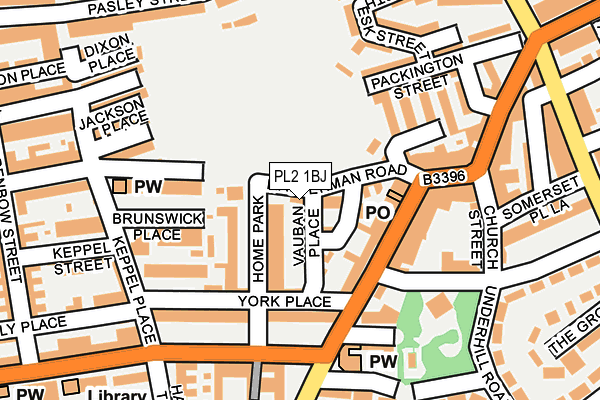 PL2 1BJ map - OS OpenMap – Local (Ordnance Survey)