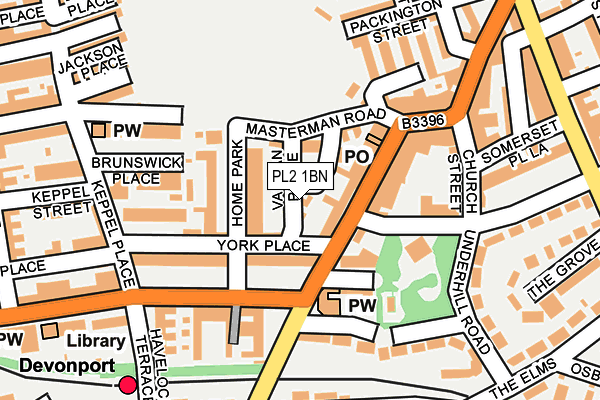 PL2 1BN map - OS OpenMap – Local (Ordnance Survey)