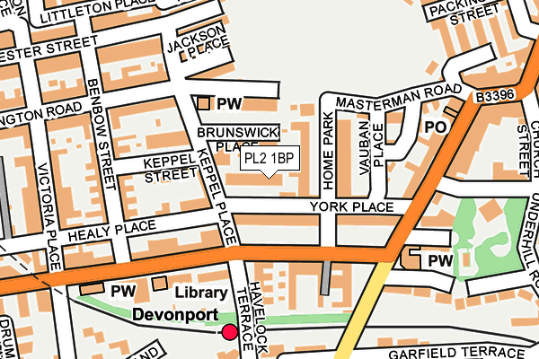 PL2 1BP map - OS OpenMap – Local (Ordnance Survey)