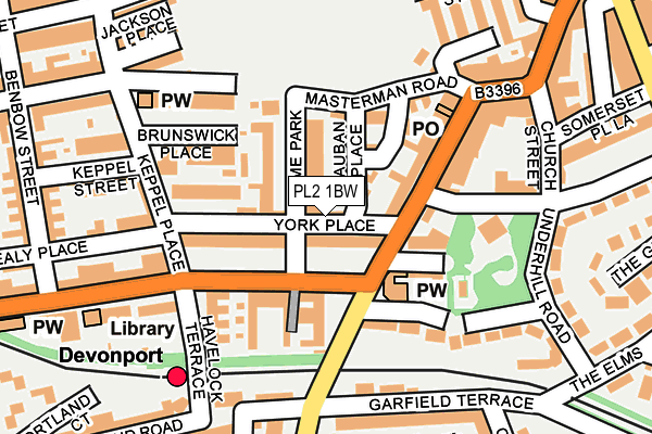 PL2 1BW map - OS OpenMap – Local (Ordnance Survey)