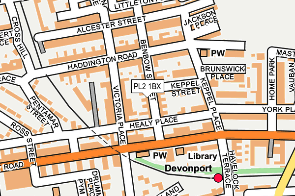 PL2 1BX map - OS OpenMap – Local (Ordnance Survey)