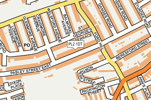 PL2 1DT map - OS OpenMap – Local (Ordnance Survey)