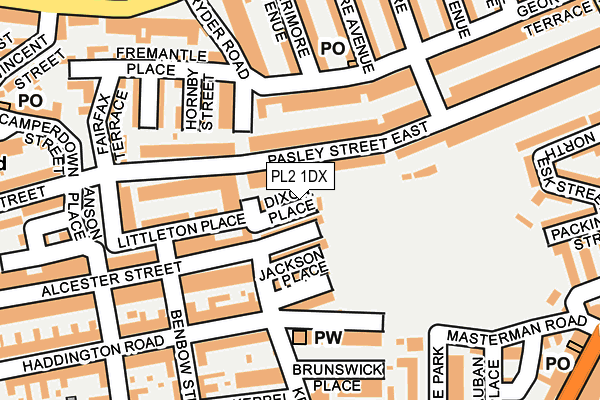 PL2 1DX map - OS OpenMap – Local (Ordnance Survey)