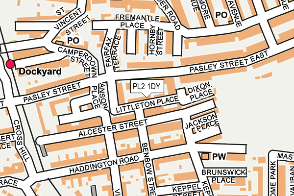 PL2 1DY map - OS OpenMap – Local (Ordnance Survey)