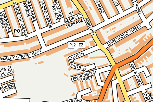 PL2 1EZ map - OS OpenMap – Local (Ordnance Survey)