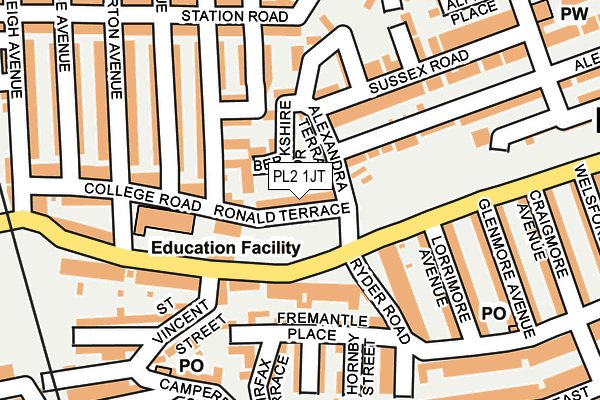 PL2 1JT map - OS OpenMap – Local (Ordnance Survey)