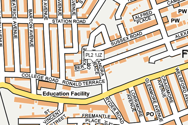 PL2 1JZ map - OS OpenMap – Local (Ordnance Survey)