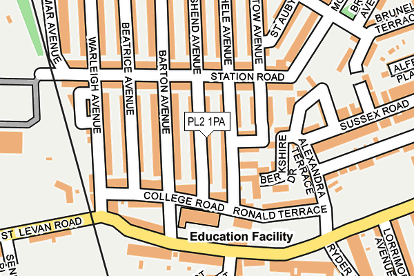 PL2 1PA map - OS OpenMap – Local (Ordnance Survey)
