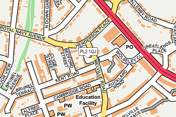 PL2 1QJ map - OS OpenMap – Local (Ordnance Survey)