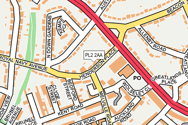 PL2 2AA map - OS OpenMap – Local (Ordnance Survey)