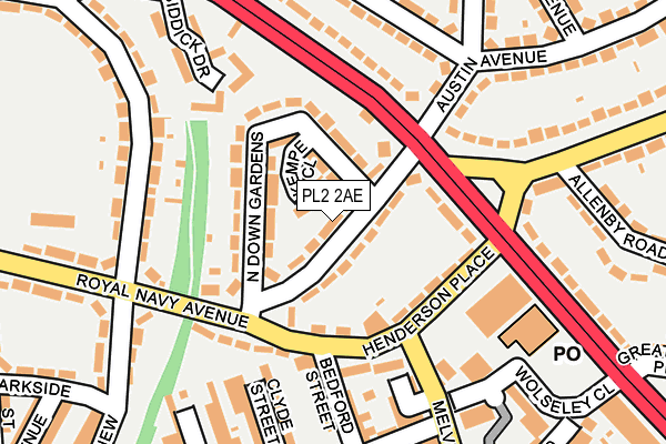 PL2 2AE map - OS OpenMap – Local (Ordnance Survey)