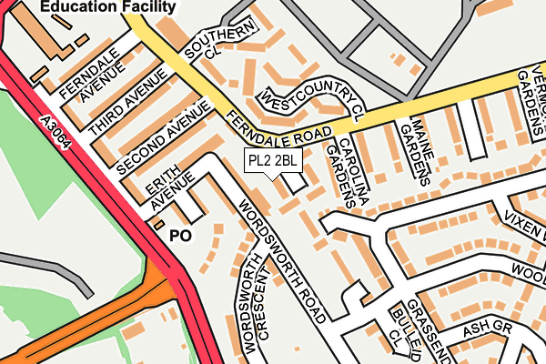 PL2 2BL map - OS OpenMap – Local (Ordnance Survey)