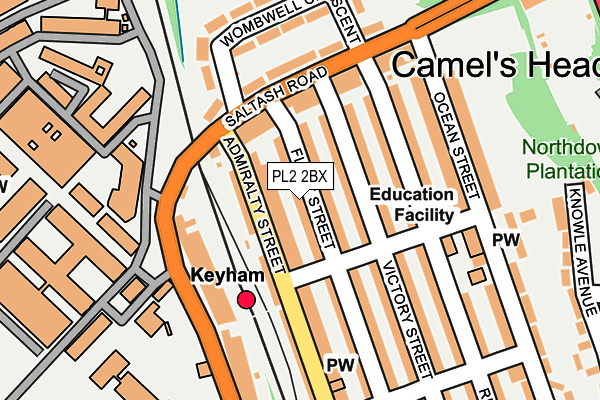 PL2 2BX map - OS OpenMap – Local (Ordnance Survey)