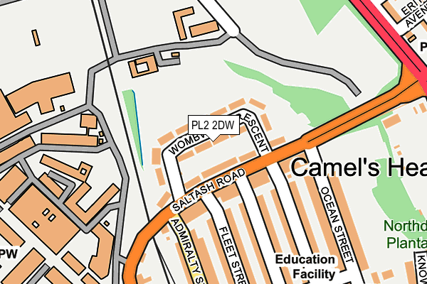 PL2 2DW map - OS OpenMap – Local (Ordnance Survey)