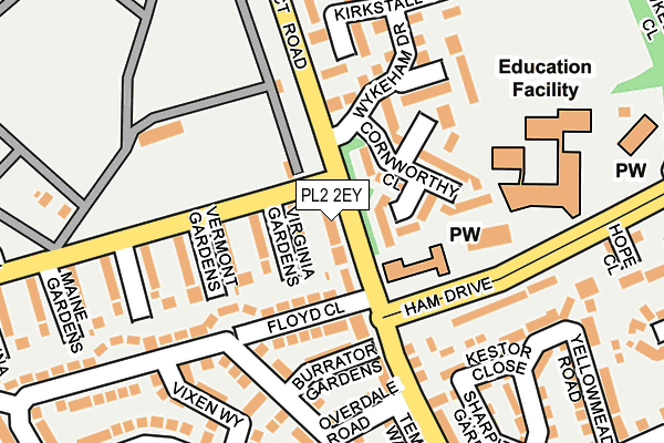 PL2 2EY map - OS OpenMap – Local (Ordnance Survey)